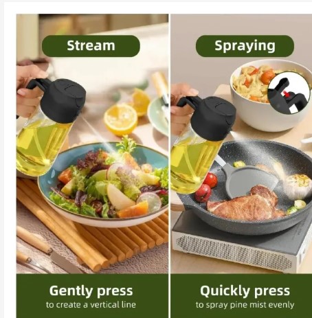 Olive Oil Sprayer Cooking Oil Dispensing Bottle: 2 in 1 Glass Olive Oil Dispenser Bottle, Upgraded Glass Oil Spraying Bottle for Kitchen Air Fryer Salad BBQ Baking....................................