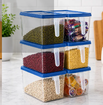 5-Litres Plastic Fridge Containers & Cereal Container | Clear, stackable containers that keep food protected and accessible.