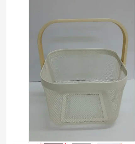 Portable Fruit Storage Basket with Bamboo Handle – Alloy Mesh Fruit Bowl for Kitchen Countertop, Dining Table and Picnic Use, Lightweight Portable Produce Organizer for Fruits & Household Storage