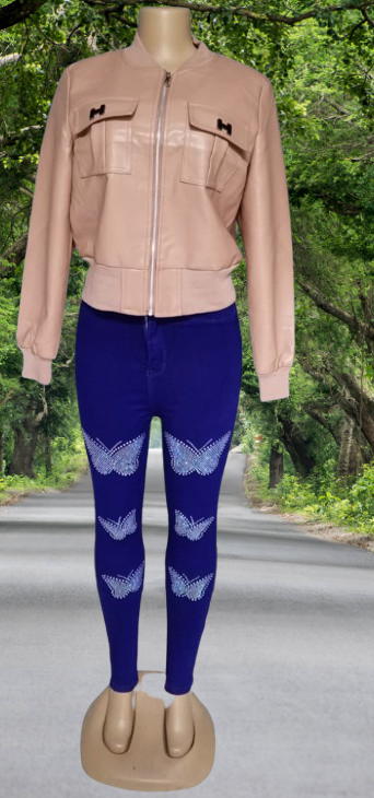 🦋 SIGNATURE CURVE | Ladies High-Waist Butterfly Print Pencil Jeans – Figure-Hugging Slim Fit Denim Pants