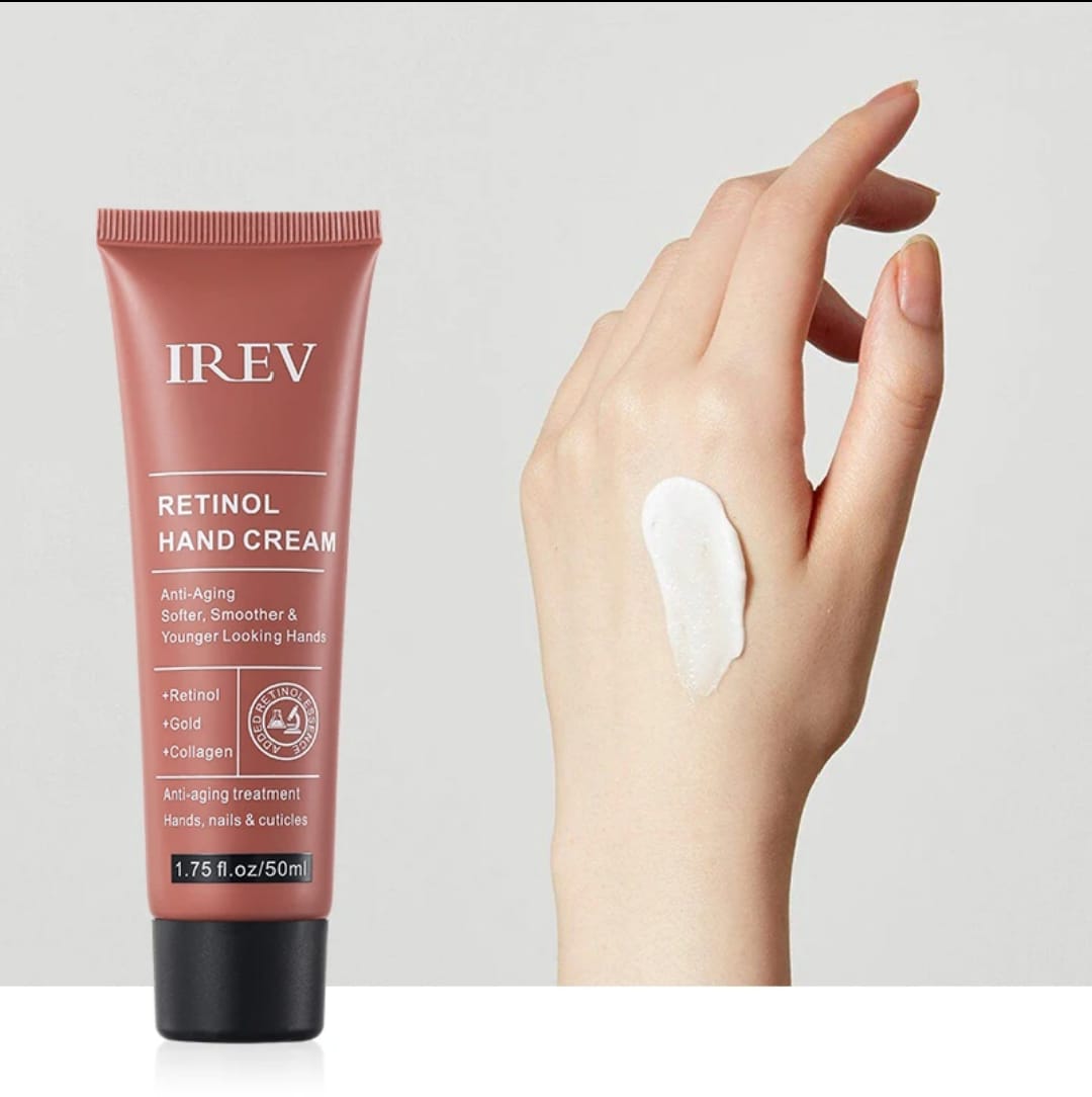 ORIGINAL IREV RETINOL HAND CREAM.HELPS TO MOISTURISE DRY HANDS IMPROVING APPEARANCE OF FINE LINES AND ROUGH SKIN.RETINOL HELPS TO FIGHT ANTI AGING AND COLLAGEN KEEPS YOUR HANDS LOOKING YOUNG