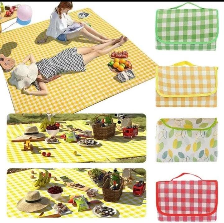 Foldable and Waterproof Picnic Mat for Outdoors or Camping, Picnic Blanket/ Camping Floor Carpet/ Beach Blanket, Tent, Meadow Mat, Park Grass Mat, Yoga Mat, Foldable Sleeping Pillow - LARGE 200x200cm