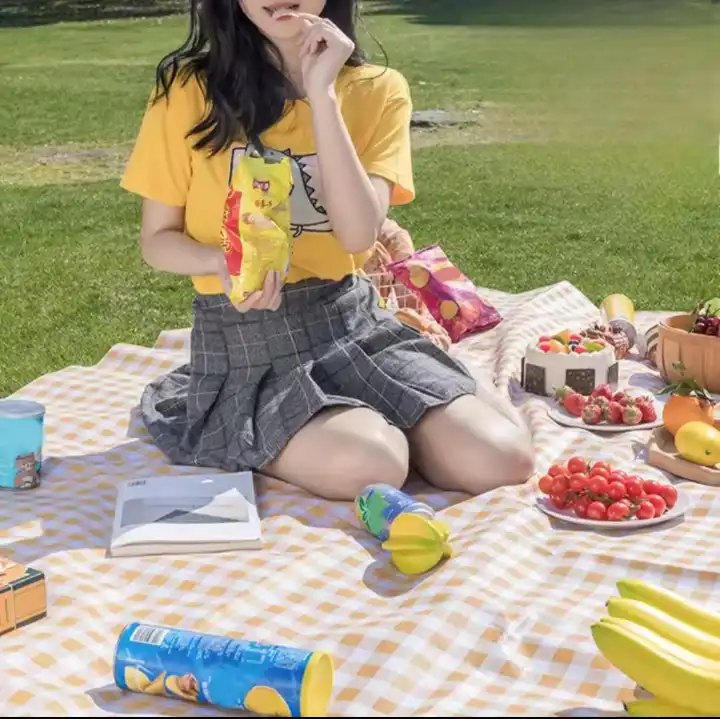 Foldable and Waterproof Picnic Mat for Outdoors or Camping, Picnic Blanket/ Camping Floor Carpet/ Beach Blanket, Tent, Meadow Mat, Park Grass Mat, Yoga Mat, Foldable Sleeping Pillow - LARGE 200x200cm