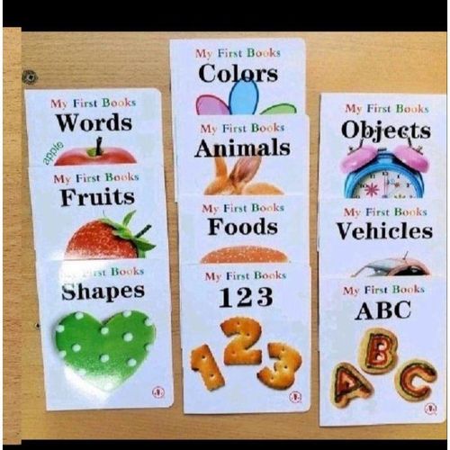 Offer offer  10 books of my first books..Words,fruits,number, shapes ,animals,abc,vehicles objects,food and colors learning