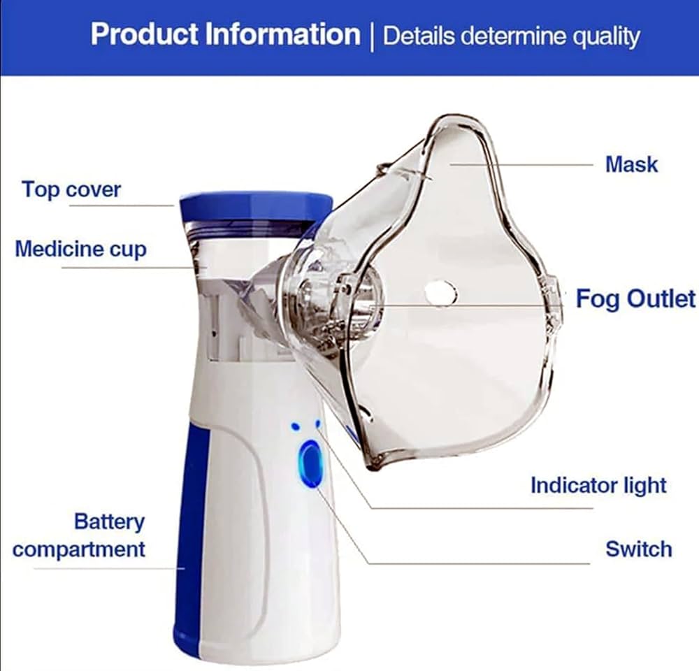 PORTABLE Nebulizer - rechargeable nebulizer Machine for Adults and Kids Travel and Household Use, Handheld Mesh Nebulizer for Breathing Problems
