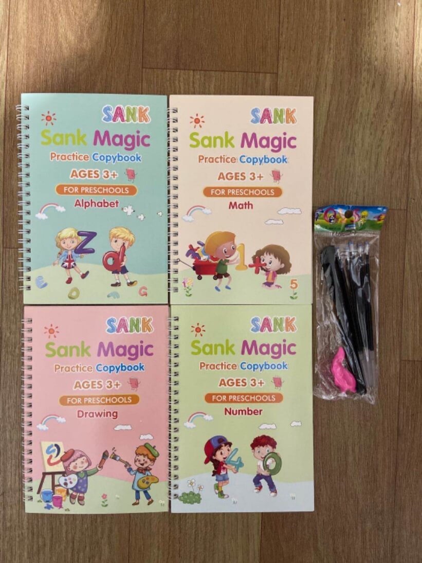 🤩4 pcs Sank magic books 
For pre schoolers
Age 3+
Learning aid