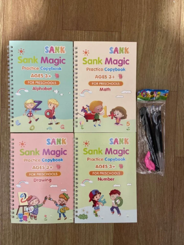 🤩4 pcs Sank magic books 
For pre schoolers
Age 3+
Learning aid