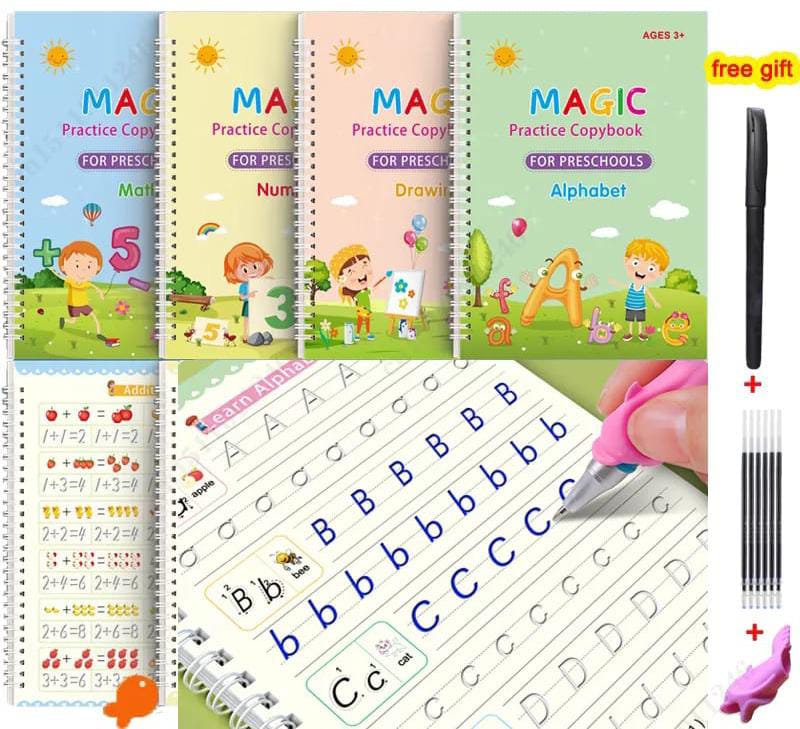 🤩4 pcs Sank magic books 
For pre schoolers
Age 3+
Learning aid