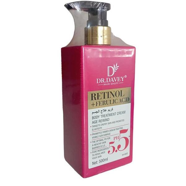 Dr Davey Retinol + Ferulic Acid Body Lotion 500ml – Moisturizing Body Lotion for Dry Skin, Uneven Looking Skin Tone, Smooth Firm Healthy Looking Skin, Daily Body Care for Women Men