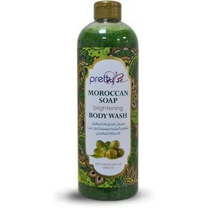 Pretty Be Moroccan Soap Brightening Body Wash 1000ml Natural Olive Oil Deep Cleansing Exfoliating Shower Gel for Soft Smooth Moisturized Radiant Looking Skin Men Women