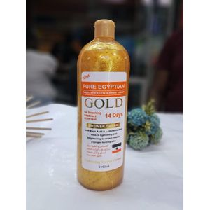 Pure Egyptian Gold Whitening Shower Cream Gel 1000ml Kojic Acid Glutathione Exfoliating Body Wash for Clean Soft Smooth Radiant Looking Skin Daily Bath and Shower Care
