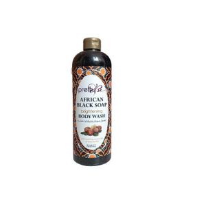 Pretty Be African Black Soap Brightening Shower Gel 500ml Shea Butter Deep Cleansing Moisturizing Body Wash for Soft Smooth Fresh Radiant Looking Skin Daily Bath Care Men Women