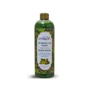 Pretty Be Moroccan Soap Brightening Body Wash 1000ml Natural Olive Oil Deep Cleansing Exfoliating Shower Gel for Soft Smooth Moisturized Radiant Looking Skin Men Women