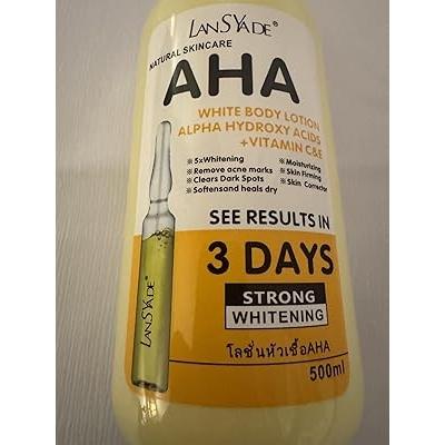 Lansyade AHA Body Lotion 5X with Alpha Hydroxy Acid, Vitamin C & Vitamin E 500ml – Moisturizing Body Lotion for Uneven Looking Skin Tone, Smooth Radiant Skin, Daily Body Care