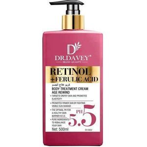 Dr Davey Retinol + Ferulic Acid Body Lotion 500ml – Moisturizing Body Lotion for Dry Skin, Uneven Looking Skin Tone, Smooth Firm Healthy Looking Skin, Daily Body Care for Women Men