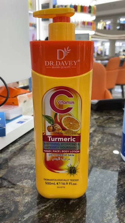 Dr Davey Turmeric Body Lotion 500ml – Moisturizing Body Lotion for Dry Skin, Uneven Looking Skin Tone, Soft Smooth Radiant Skin, Fast Absorbing Daily Body Care for Women and Men