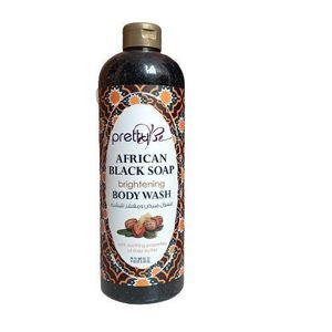 Pretty Be African Black Soap Brightening Shower Gel 500ml Shea Butter Deep Cleansing Moisturizing Body Wash for Soft Smooth Fresh Radiant Looking Skin Daily Bath Care Men Women