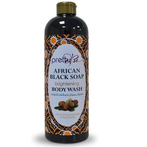 Pretty Be African Black Soap Brightening Shower Gel 500ml Shea Butter Deep Cleansing Moisturizing Body Wash for Soft Smooth Fresh Radiant Looking Skin Daily Bath Care Men Women