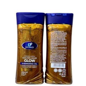 Dr Davey Golden Hour Glow Shimmering Oil 200ml – Luminous Body Oil with Cocoa Butter & Vanilla, Hydrating Moisturizer, Radiant Golden Shimmer, Soft Smooth Skin, Lightweight Non-Greasy Daily Body Care!