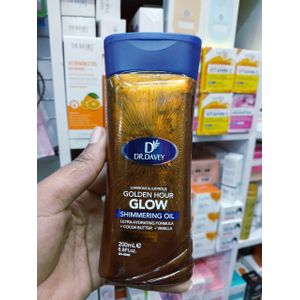 Dr Davey Golden Hour Glow Shimmering Oil 200ml – Luminous Body Oil with Cocoa Butter & Vanilla, Hydrating Moisturizer, Radiant Golden Shimmer, Soft Smooth Skin, Lightweight Non-Greasy Daily Body Care!