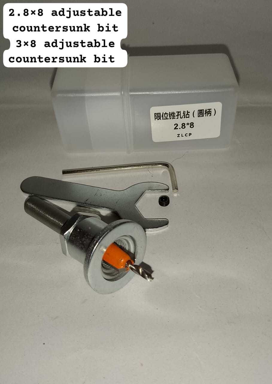 Adjustable Woodworking Countersink Drill Bit with Depth Stop Collar 2.8x8mm 3x8mm Pilot Hole Screw Drill Bit Set Carbon Steel Core Carpenter Furniture Tapered Boring Reamer Power Tool Accessories