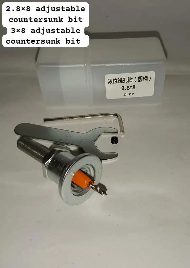 Adjustable Woodworking Countersink Drill Bit with Depth Stop Collar 2.8x8mm 3x8mm Pilot Hole Screw Drill Bit Set Carbon Steel Core Carpenter Furniture Tapered Boring Reamer Power Tool Accessories