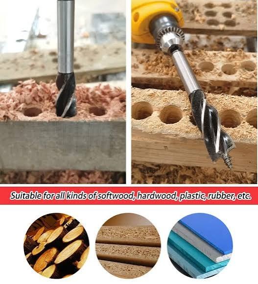 Mykin Power 2Pcs Wood Auger Drill Bit Set 20x250mm 25x250mm Heavy Duty High Carbon Steel Hex Shank Deep Hole Bored Spiral Twist Drills Carpenter Joiner Timber Woodworking Power Tool Accessories Pack.