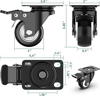 4Pcs 2 Inch Swivel Caster Wheels Heavy Duty Furniture Castors Set No Brake 360 Degree Plate Rolling Trolley Castor Wheel Mute Shovel Knife Shovel for Office Chair Table Desk Cabinet Cart Moving Rubber