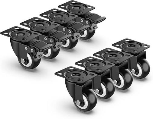 4Pcs 2 Inch Swivel Caster Wheels Heavy Duty Furniture Castors Set No Brake 360 Degree Plate Rolling Trolley Castor Wheel Mute Shovel Knife Shovel for Office Chair Table Desk Cabinet Cart Moving Rubber