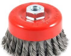 : 4 Inch Twisted Knot Wire Cup Brush M14 Threaded Steel Bowl Wheel for Angle Grinder, Heavy Duty Carbon Steel Knotted Wire Brush for Industrial Rust Paint Corrosion Weld Slag Removal Cleaner Pack.