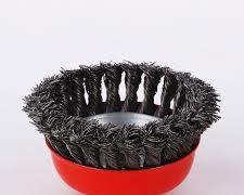 : 4 Inch Twisted Knot Wire Cup Brush M14 Threaded Steel Bowl Wheel for Angle Grinder, Heavy Duty Carbon Steel Knotted Wire Brush for Industrial Rust Paint Corrosion Weld Slag Removal Cleaner Pack.