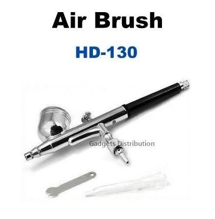 HD-130 Double-Action Airbrush Spray Gun Kit 0.3mm Precision Gravity Feed Fine Art Painting Pen for DIY Craft Model Coloring Cake Decorating Nail Art Makeup Studio Tools Set With Protective Storage Cas