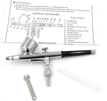 HD-130 Double-Action Airbrush Spray Gun Kit 0.3mm Precision Gravity Feed Fine Art Painting Pen for DIY Craft Model Coloring Cake Decorating Nail Art Makeup Studio Tools Set With Protective Storage Cas
