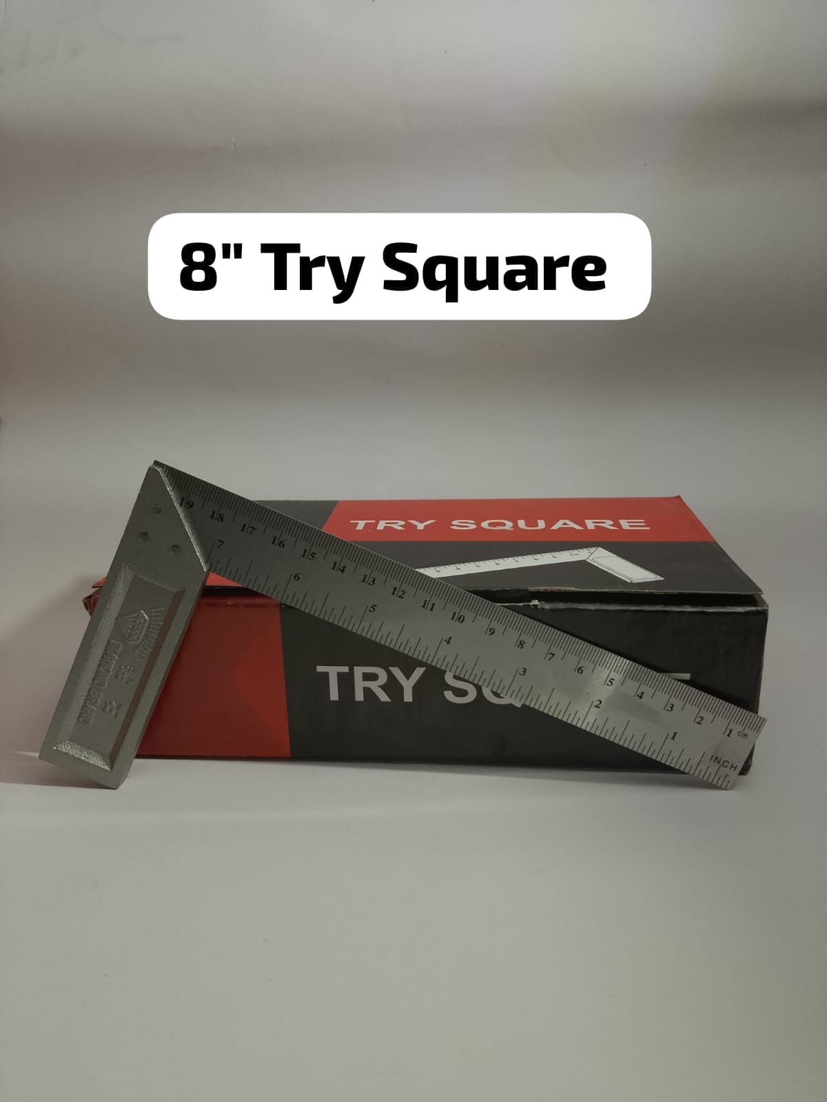 8 Inch Try Square L-Shape Right Angle Ruler Heavy Duty Steel Carpenter Square Measuring Scale Tool for Woodworking Carpentry Engineering Precision Construction Framing Layout Tools Dual Unit Marking.