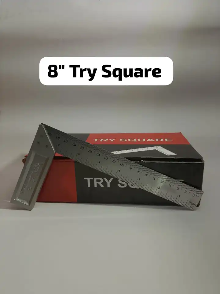 8 Inch Try Square L-Shape Right Angle Ruler Heavy Duty Steel Carpenter Square Measuring Scale Tool for Woodworking Carpentry Engineering Precision Construction Framing Layout Tools Dual Unit Marking.