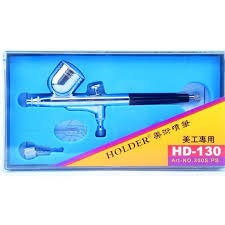 HD-130 Double-Action Airbrush Spray Gun Kit 0.3mm Precision Gravity Feed Fine Art Painting Pen for DIY Craft Model Coloring Cake Decorating Nail Art Makeup Studio Tools Set With Protective Storage Cas