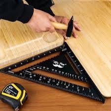 Generic 7 Inch Aluminum Alloy Speed Square Carpenter Triangle Ruler Layout Tool Framing Rafter Square Measuring Instrument Angle Protractor Saw Guide Accessory for Woodworking Carpentry Black Square