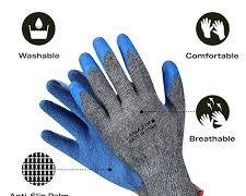 1 Pair Heavy Duty Safety Work Gloves Latex Coated Crinkle Diamond Grip Construction Labor Protection Hand Gloves For Gardening Builder Mechanical Warehouses Industrial Repair Non Slip Handling Gear.