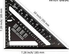Generic 7 Inch Aluminum Alloy Speed Square Carpenter Triangle Ruler Layout Tool Framing Rafter Square Measuring Instrument Angle Protractor Saw Guide Accessory for Woodworking Carpentry Black Square