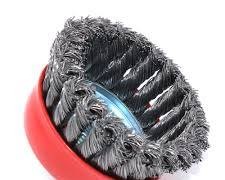 : 4 Inch Twisted Knot Wire Cup Brush M14 Threaded Steel Bowl Wheel for Angle Grinder, Heavy Duty Carbon Steel Knotted Wire Brush for Industrial Rust Paint Corrosion Weld Slag Removal Cleaner Pack.