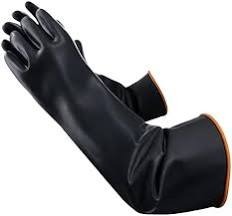 Heavy Duty Chemical Resistant Rubber Gloves Industrial Long Gauntlet Protective Safety Work Gloves For Acid Alkali Oil Handling Cleaning Plumbing Tanker Sewage Blocked Drainage Unblocking Labor Pair.
