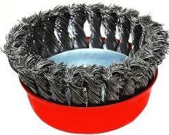 : 4 Inch Twisted Knot Wire Cup Brush M14 Threaded Steel Bowl Wheel for Angle Grinder, Heavy Duty Carbon Steel Knotted Wire Brush for Industrial Rust Paint Corrosion Weld Slag Removal Cleaner Pack.