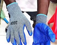 1 Pair Heavy Duty Safety Work Gloves Latex Coated Crinkle Diamond Grip Construction Labor Protection Hand Gloves For Gardening Builder Mechanical Warehouses Industrial Repair Non Slip Handling Gear.