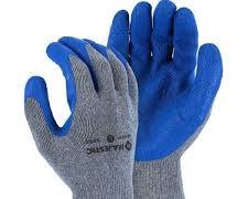 1 Pair Heavy Duty Safety Work Gloves Latex Coated Crinkle Diamond Grip Construction Labor Protection Hand Gloves For Gardening Builder Mechanical Warehouses Industrial Repair Non Slip Handling Gear.