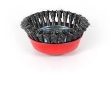 : 4 Inch Twisted Knot Wire Cup Brush M14 Threaded Steel Bowl Wheel for Angle Grinder, Heavy Duty Carbon Steel Knotted Wire Brush for Industrial Rust Paint Corrosion Weld Slag Removal Cleaner Pack.