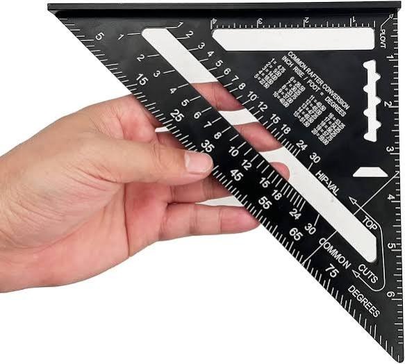Generic 7 Inch Aluminum Alloy Speed Square Carpenter Triangle Ruler Layout Tool Framing Rafter Square Measuring Instrument Angle Protractor Saw Guide Accessory for Woodworking Carpentry Black Square