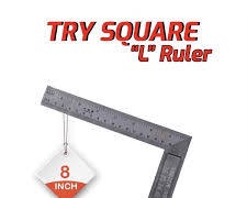 8 Inch Try Square L-Shape Right Angle Ruler Heavy Duty Steel Carpenter Square Measuring Scale Tool for Woodworking Carpentry Engineering Precision Construction Framing Layout Tools Dual Unit Marking.