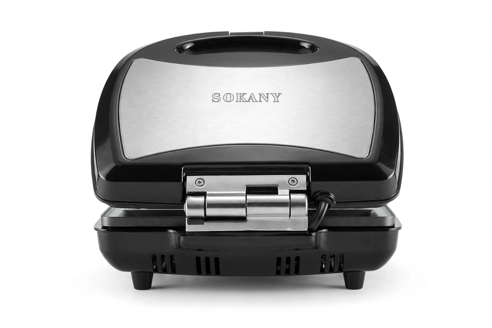 SOKANY Black Stainless Steel 750W 3 in 1 Non-Stick Sandwich, Waffle and Grill Maker for Breakfast, Panini and Waffle Toasting