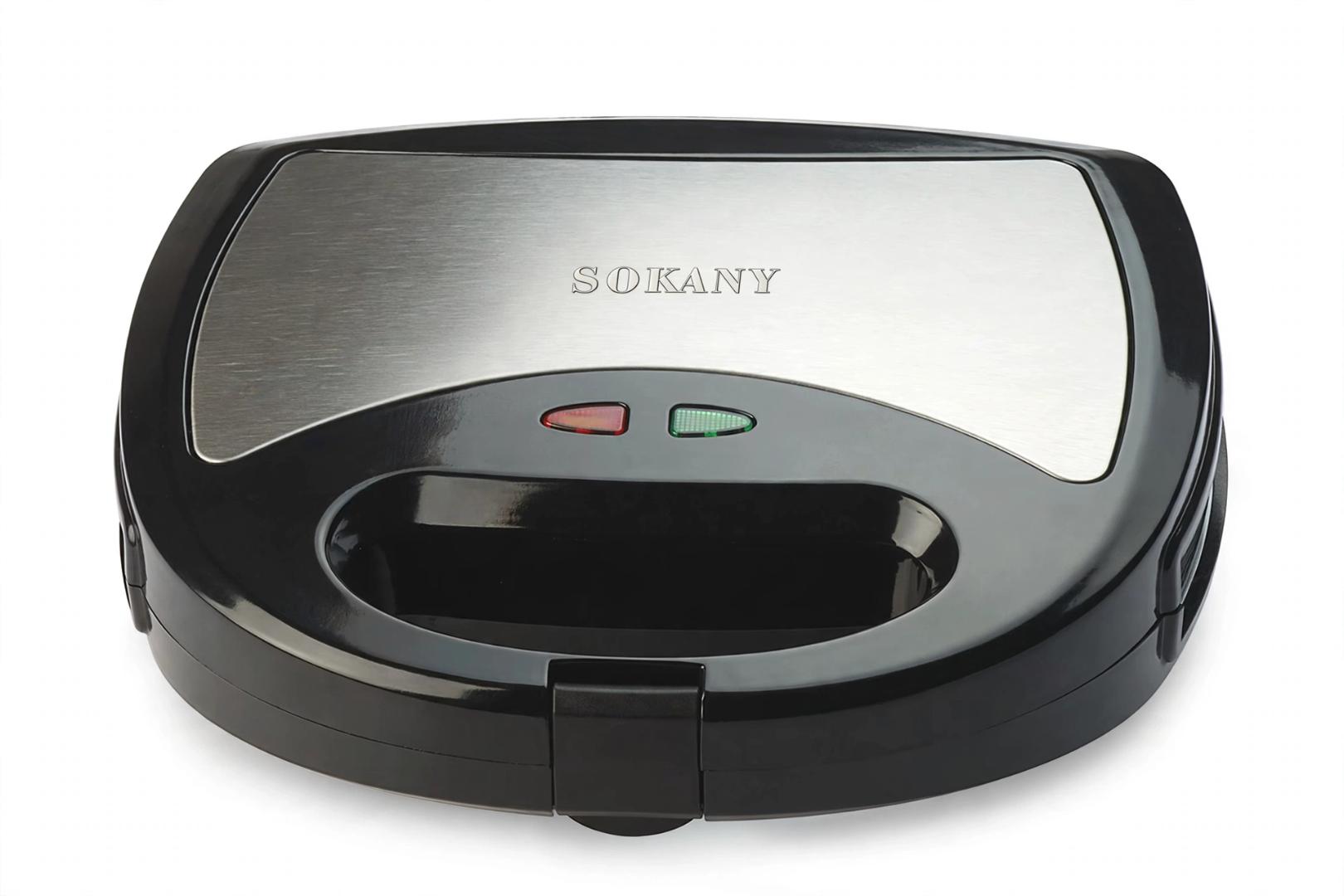 SOKANY Black Stainless Steel 750W 3 in 1 Non-Stick Sandwich, Waffle and Grill Maker for Breakfast, Panini and Waffle Toasting