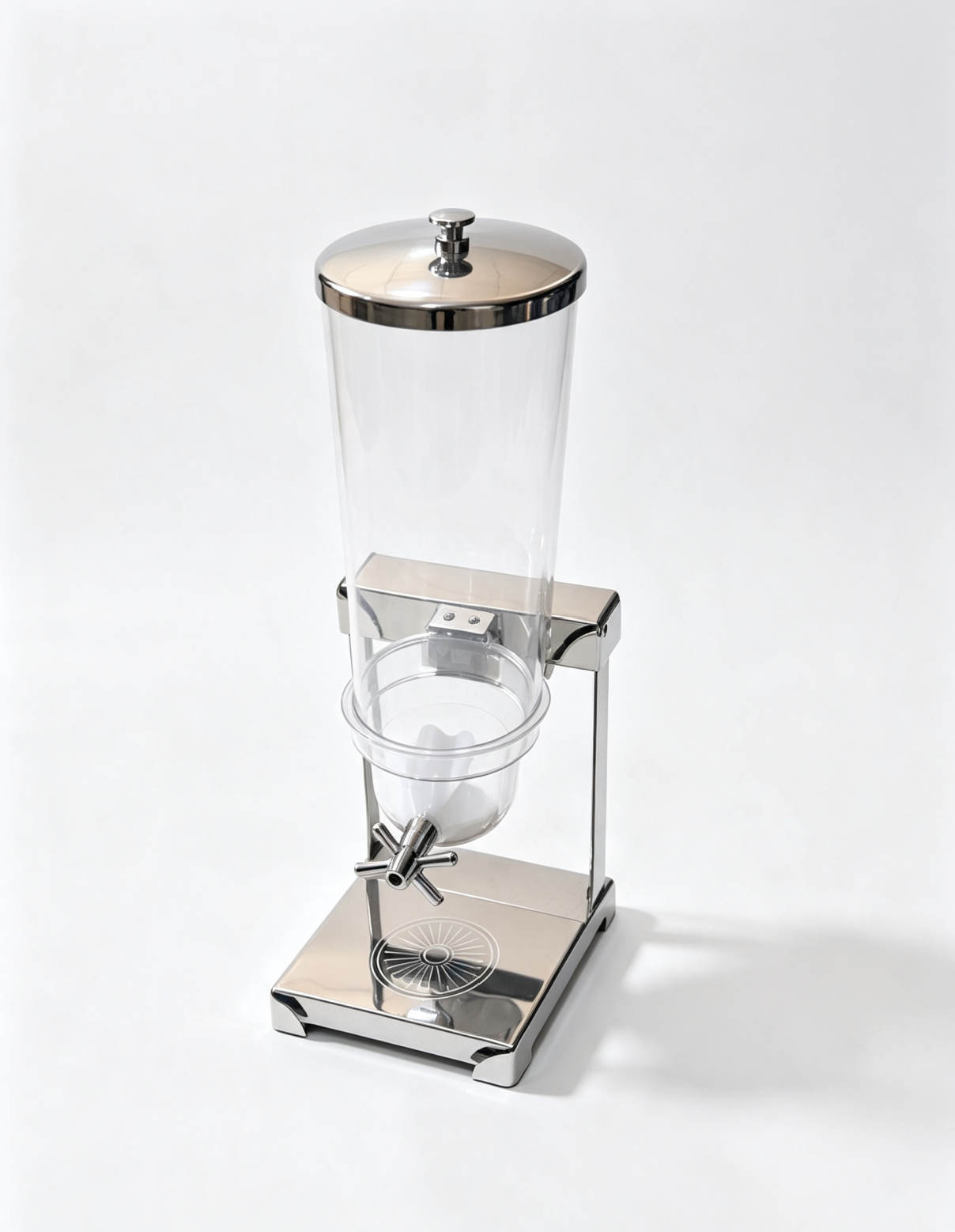 Cereal Dispenser, Stainless Steel Stand Dry Food Dispenser For Buffet Clear PC Container, Anti‑Dust Lid, Twist‑Out Dispensing, Ideal For Hotel Breakfast, Store Dry Grain, Cereal, Nuts, Candies.